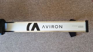 The Aviron Strong Series Rower, a close-up photo of the railing