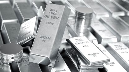 Silver bars and silver coins