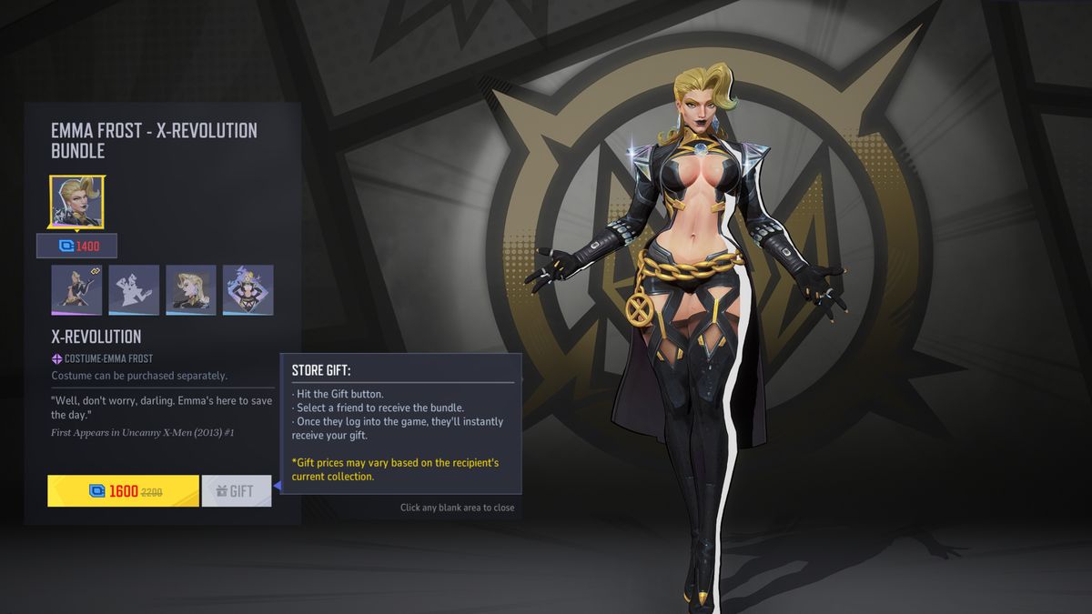 Marvel Rivals Season 2 skins - Emma Frost's X Revolution costume.