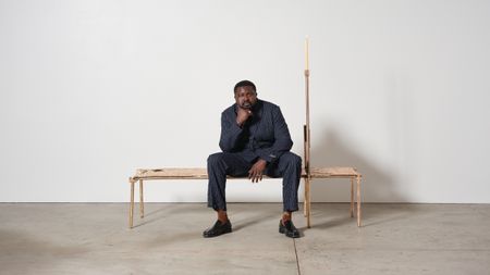 copper furniture by Nifemi Marcus-Bello installed at Marta gallery in LA