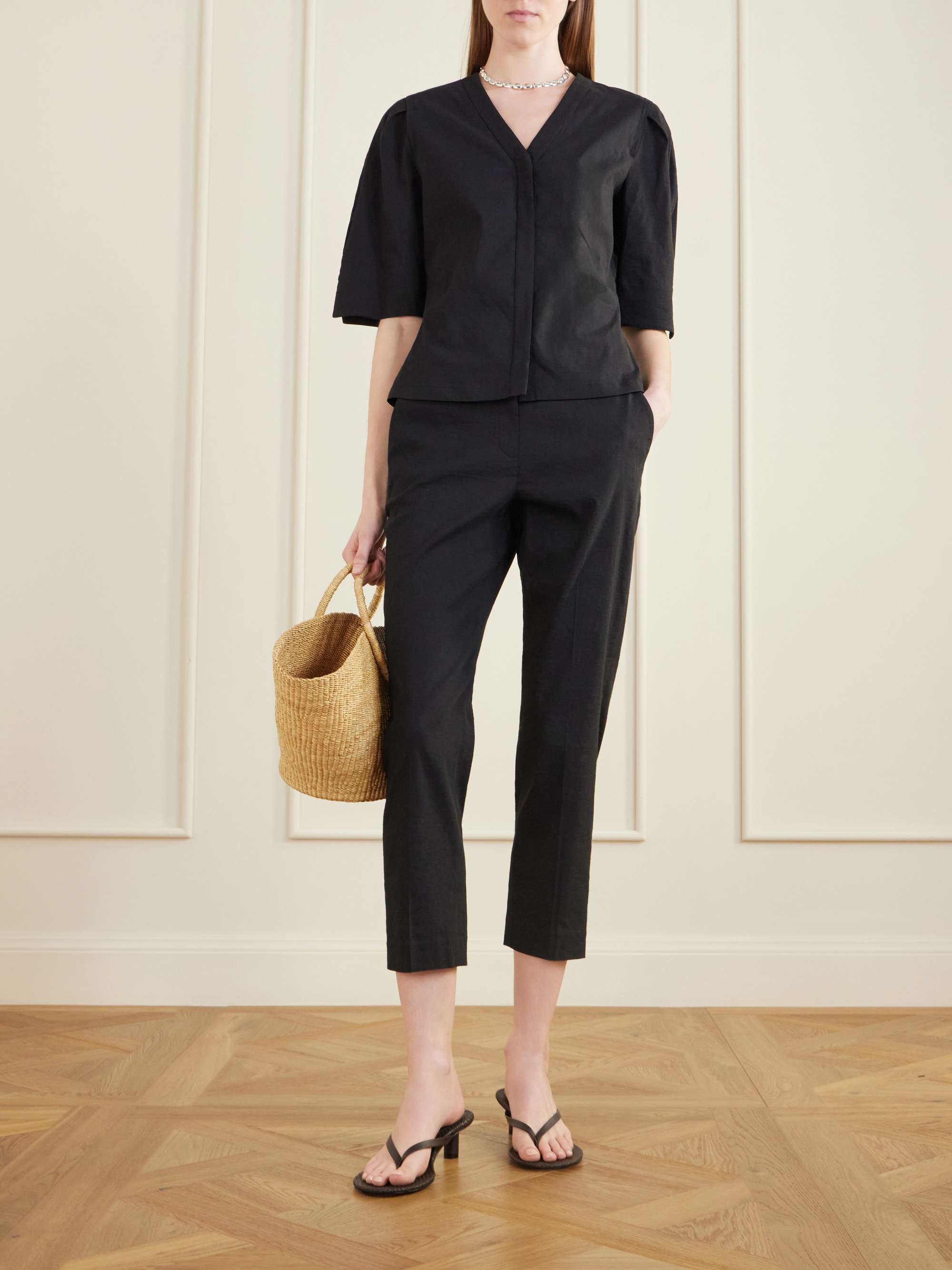 Linen-Blend Blouse