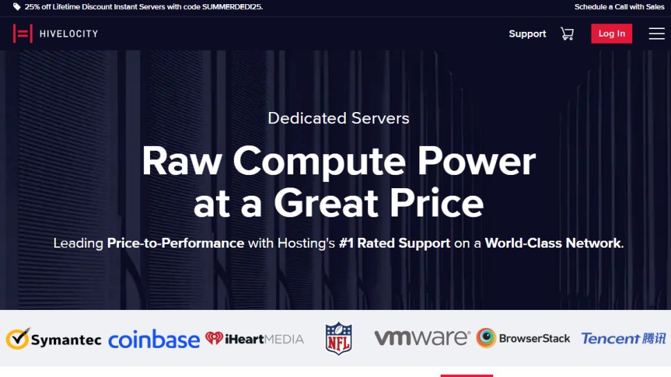 Website screenshot of HEFICED bare metal servers (August, 2025)