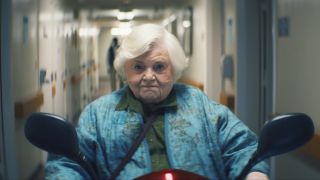 June Squibb in scooter chase sequence in Thelma