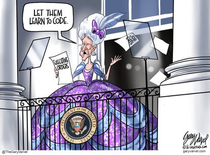 Political Cartoon U.S. Biden marie antoinette jobs