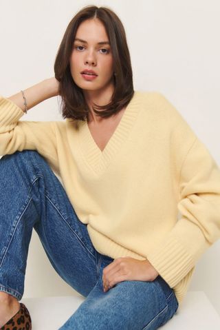 Jadey Cashmere Oversized V-Neck Sweater