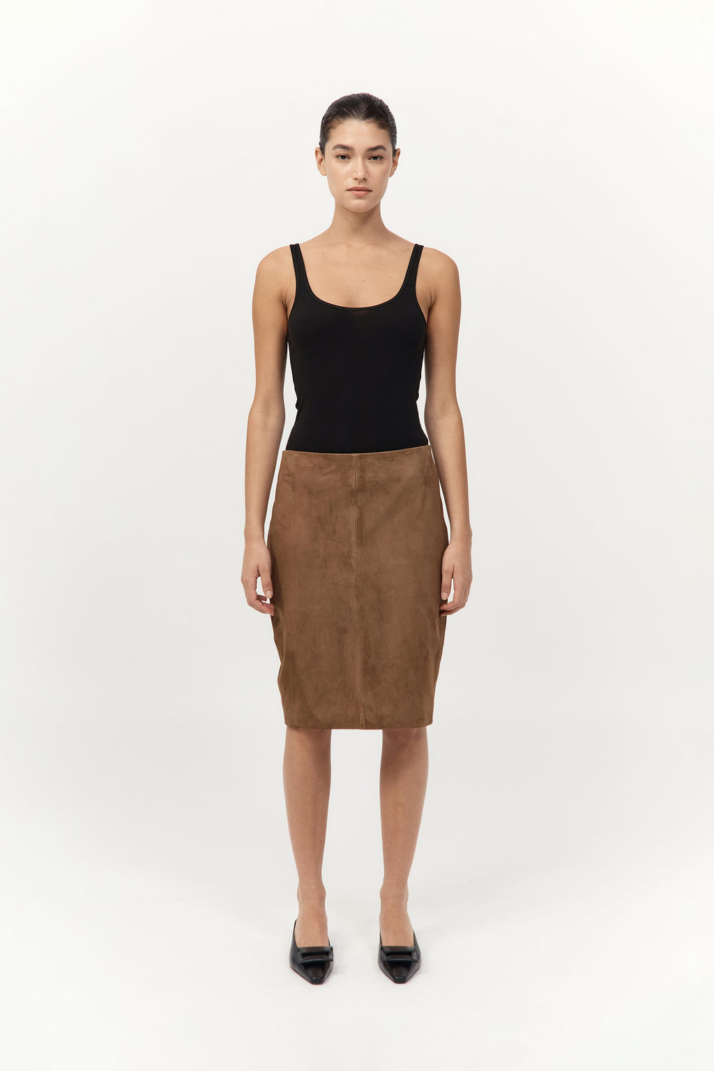 Suede Pencil Skirt - Toffee