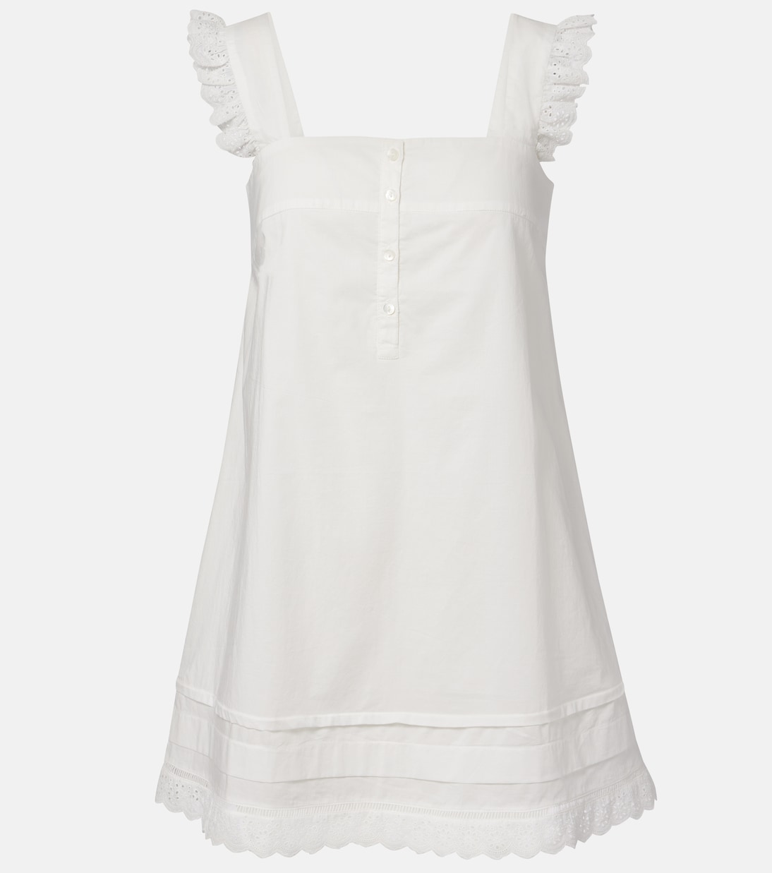 Livy Ruffled Cotton Minidress in White - Poupette St Barth