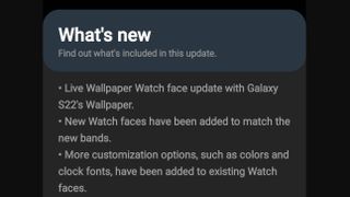 A screenshot of the new Watch 4 update