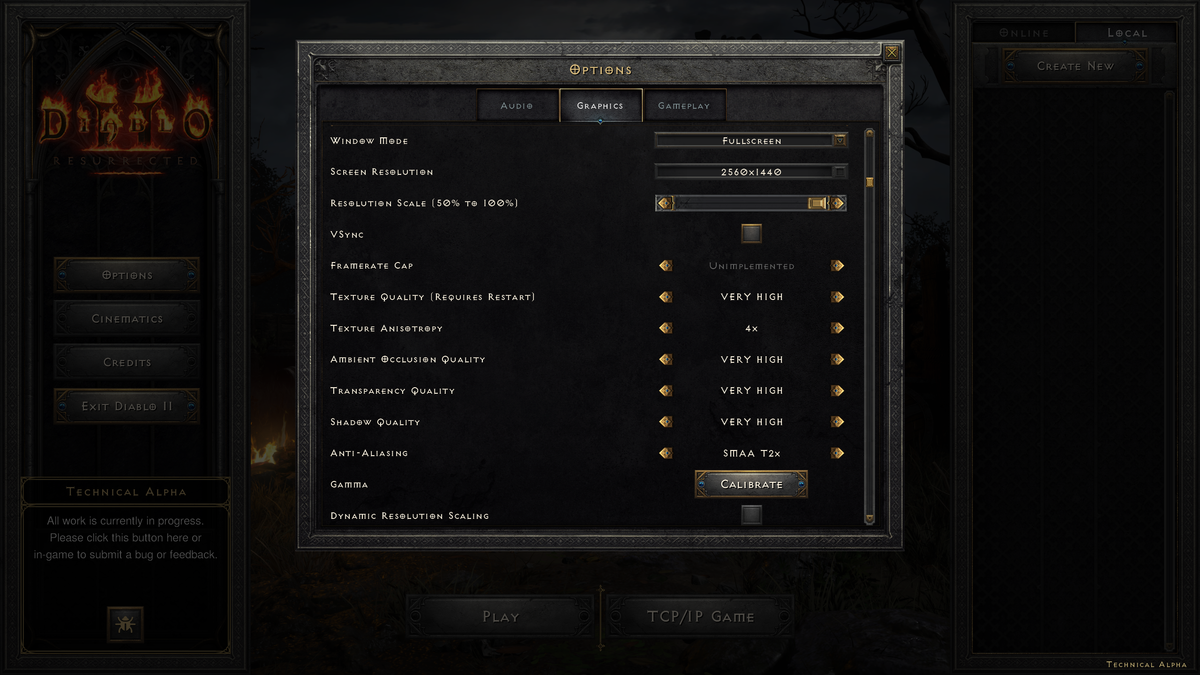 Graphics options - Diablo 2
