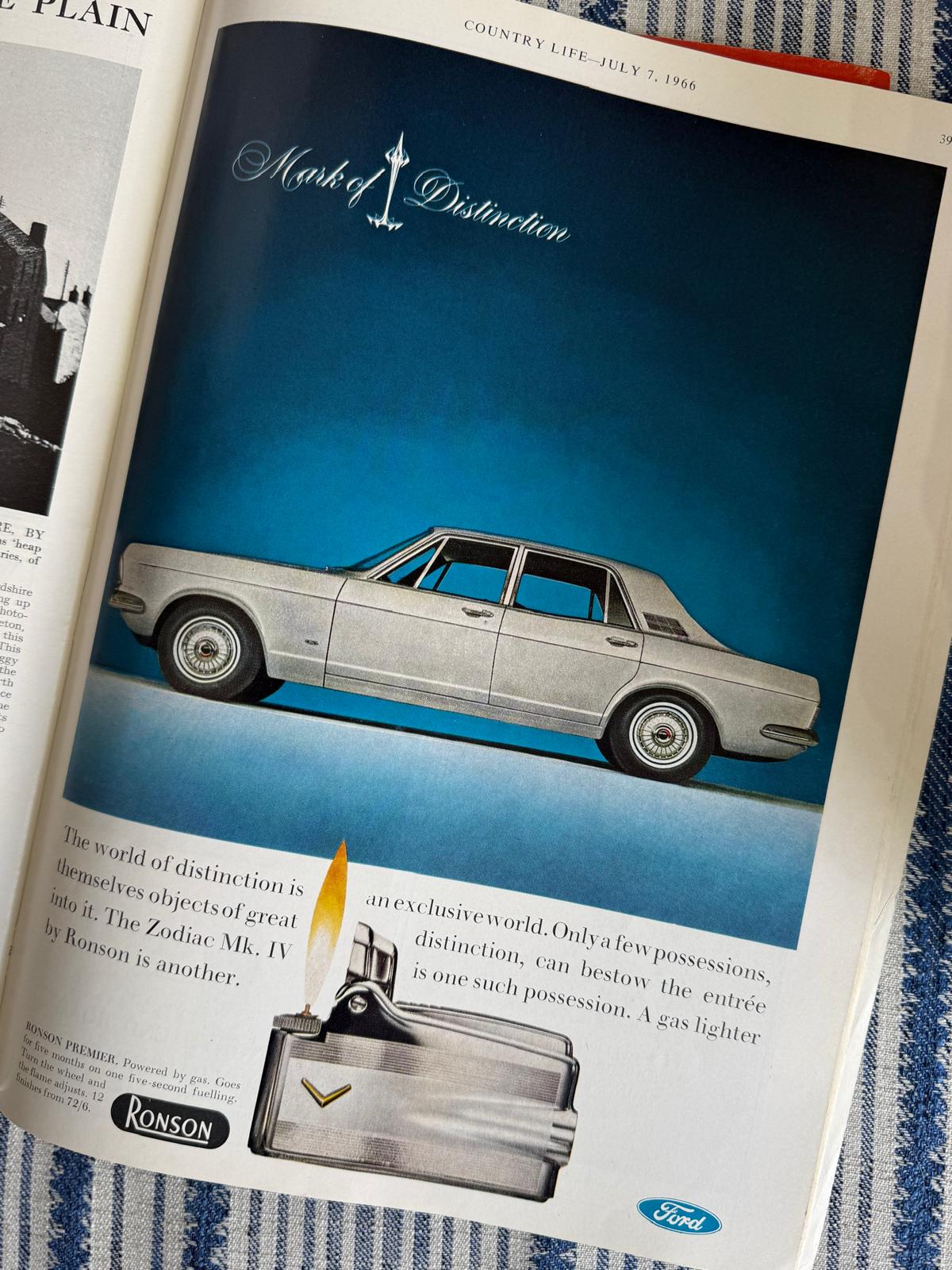 Pages from a Country Life in 1966, showing some vintage adverts