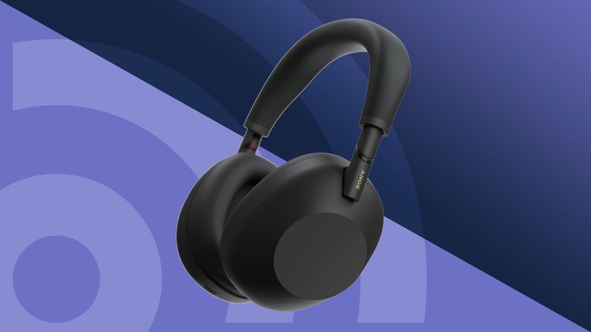 Sony WH-1000XM6 headphones on a purple background