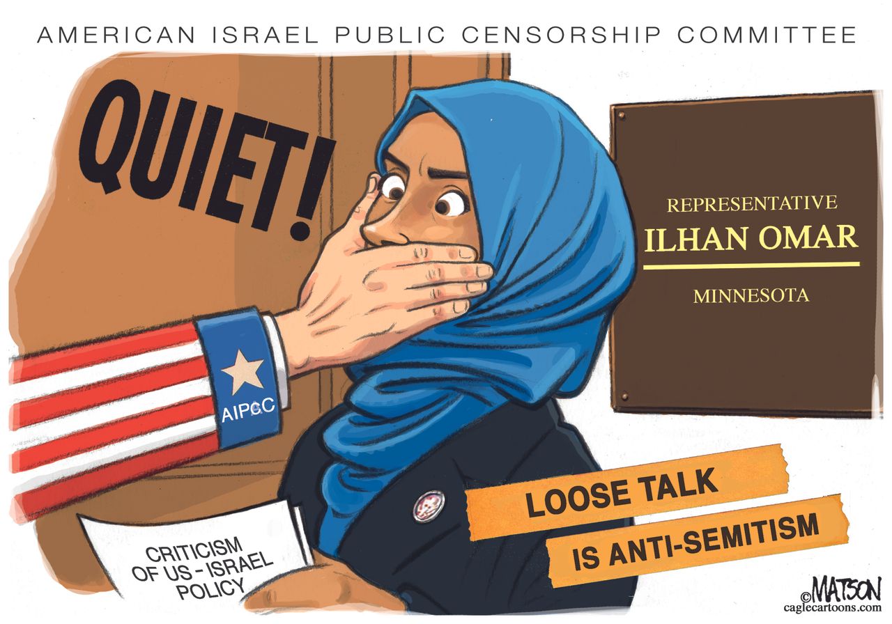 Political&amp;amp;nbsp;Cartoon&amp;amp;nbsp;U.S. Ilhan Omar Anti-Semitism censorship