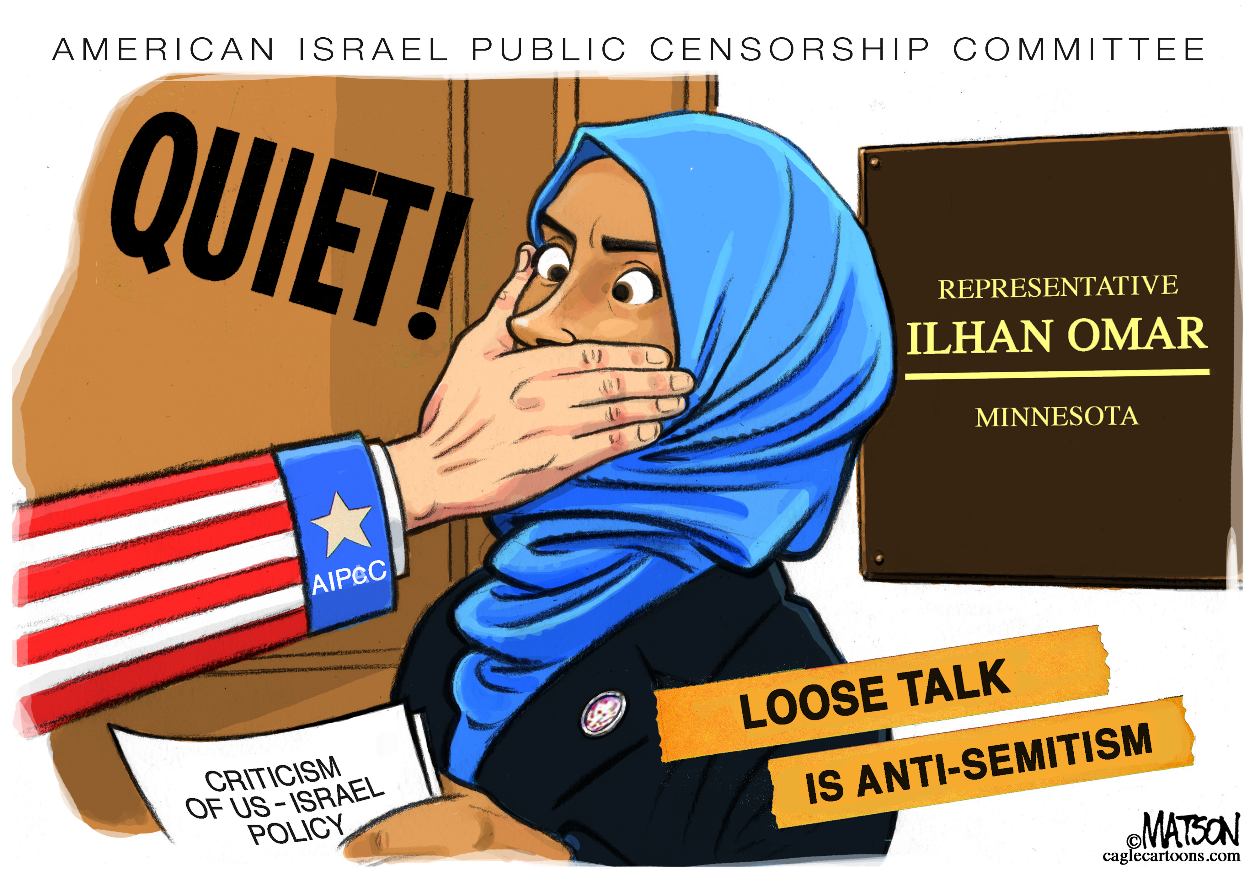 Political Cartoon U.S. Ilhan Omar Anti-Semitism censorship