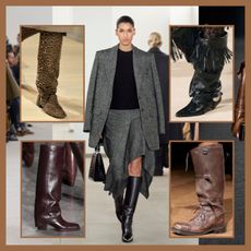 collage featuring fall 2024 boot runway trends 