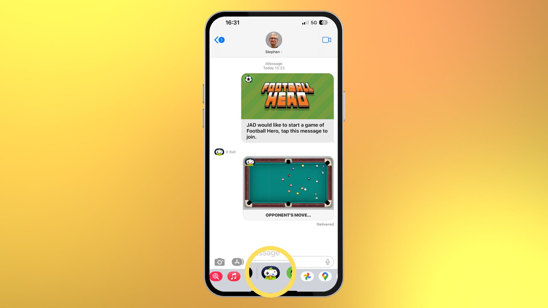 Play games in iOS Messages app