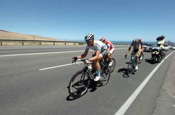 The stage 3 break with Eduard Vorganov (Katusha), Jan Bakelants (RadioShack-Nissan) Thomas de Gendt (Vacansoleil) and Matt Brammeier (Omega Pharma-QuickStep)