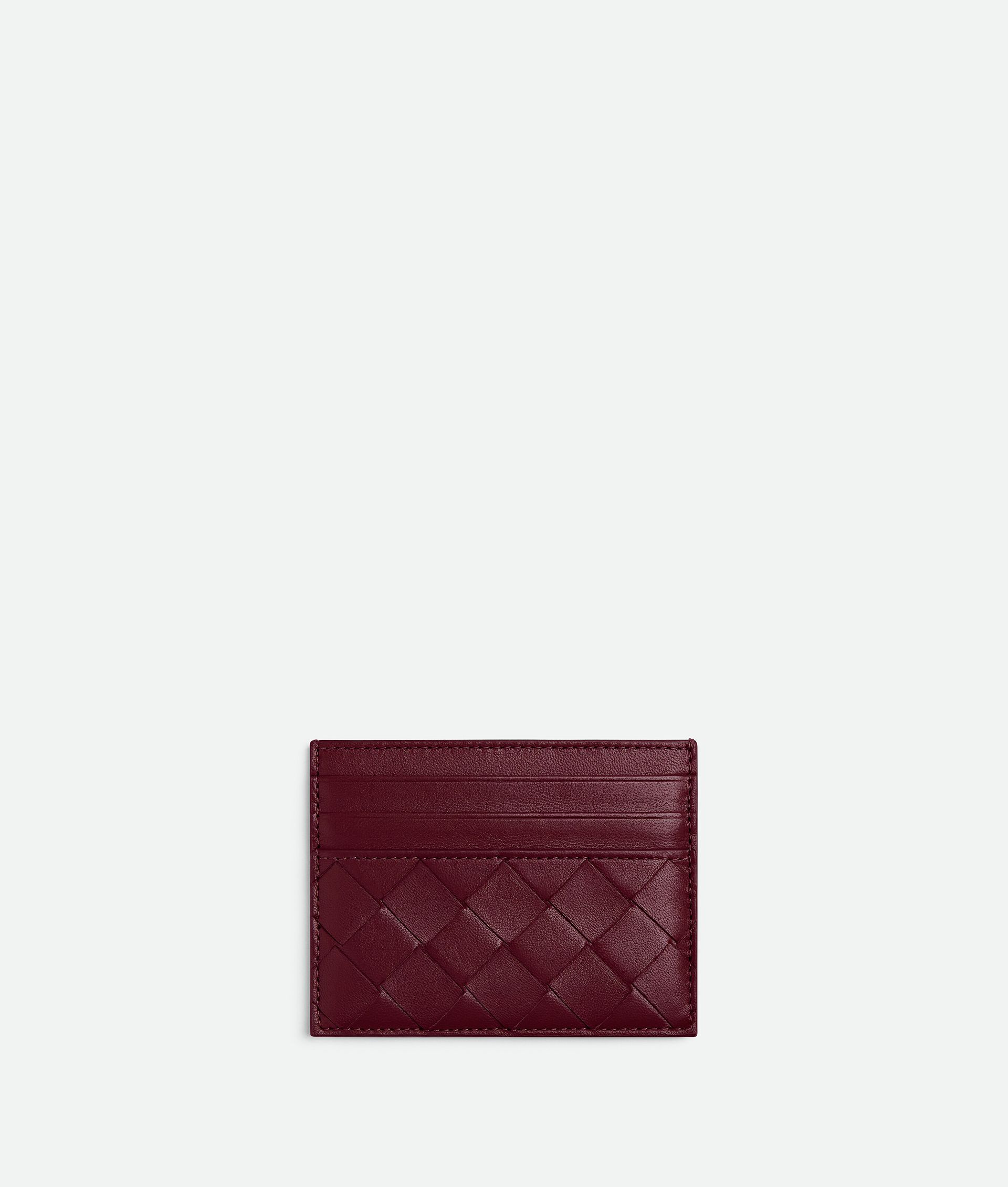 Women's Intrecciato Credit Card Case in Barolo