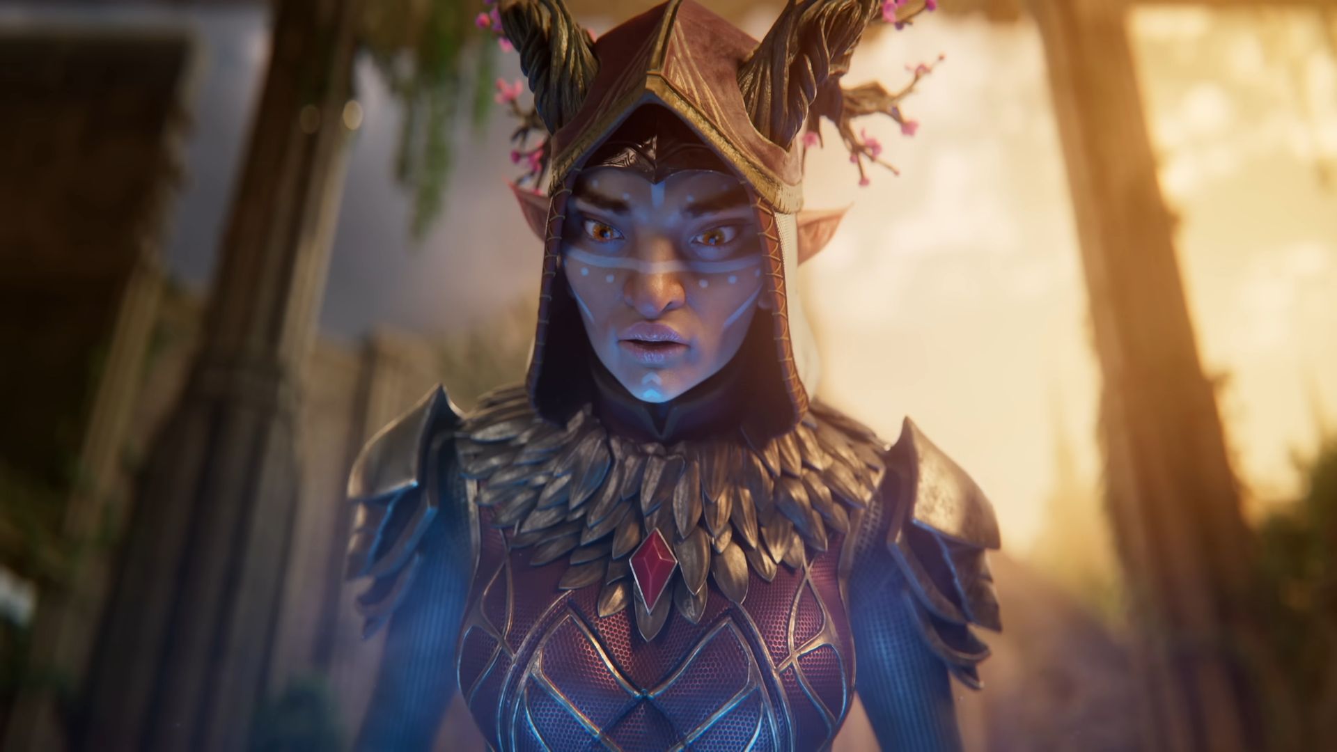 A screenshot of a character in a cinematic Ashes of Creation trailer.