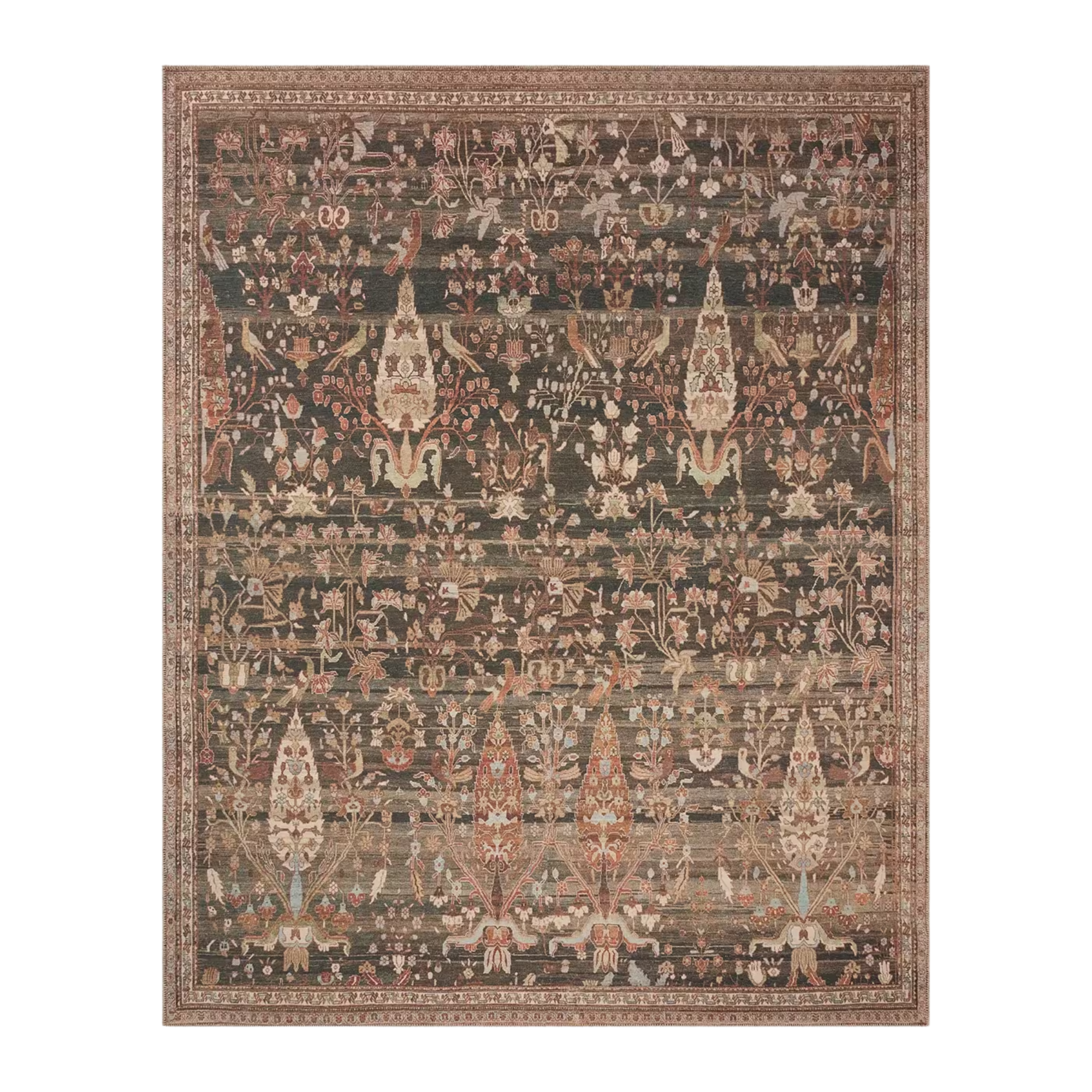a vintage inspired rug with floral motifs