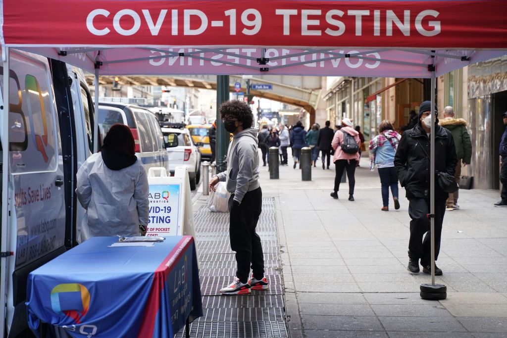 COVID-19 testing site on street.