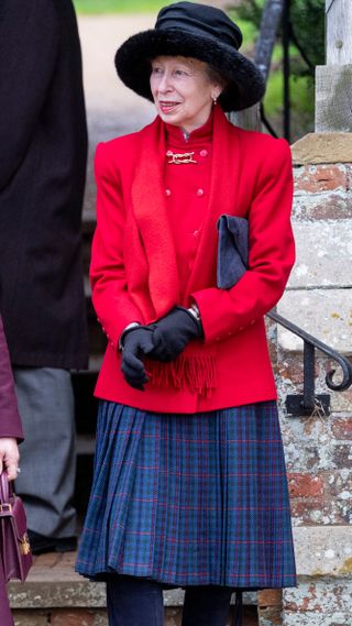 Princess Anne, Princess Royal attends the Christmas Morning Service at St Mary Magdalene Church on December 25, 2024