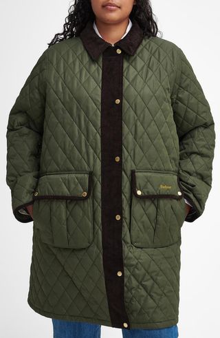 Tulip Corduroy Trim Quilted Coat