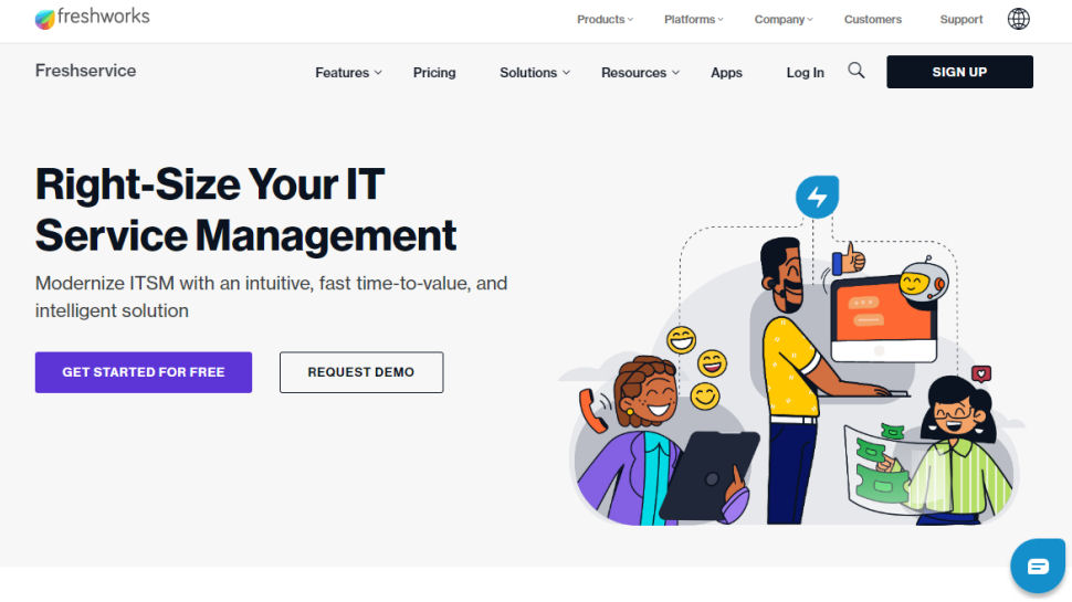 Freshservice website screenshot