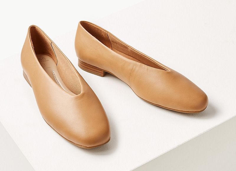 m&s ladies flat black shoes