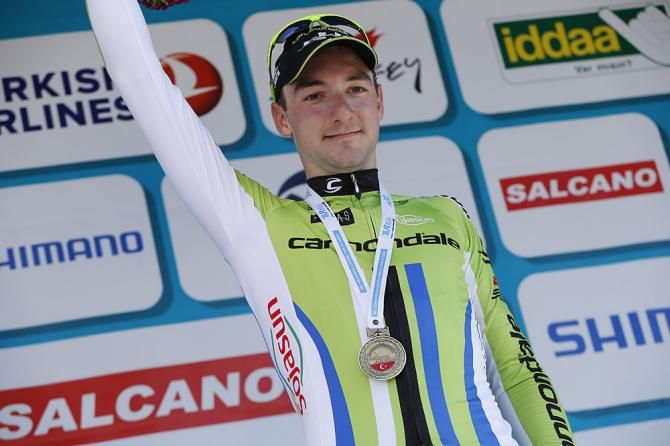 Elia Viviani (Cannondale) on the podium