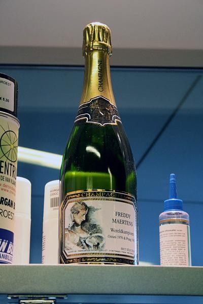 Champagne anyone? These bottles are to commemorate Freddy Martens' two World Championship victories.