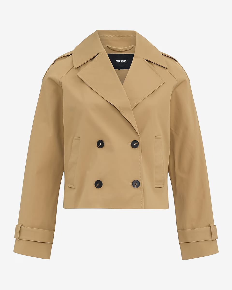 Express, Double Breasted Cropped Trench Coat