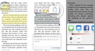 Sharing a passage of text in Kindle app