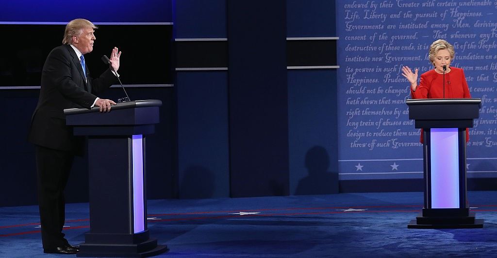 The negativity of this presidential election seems to be trickling down into our personal lives, scientists say. Here, Donald Trump and Hillary Clinton on Sept. 26, 2016, at the first presidential debate.