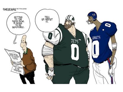 Editorial cartoon football Super Bowl