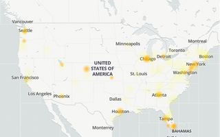 U.S. map showing Xfinity outages on October 15.