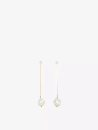 Baroque 14ct Yellow-Gold and Double-Pearl Drop Earrings