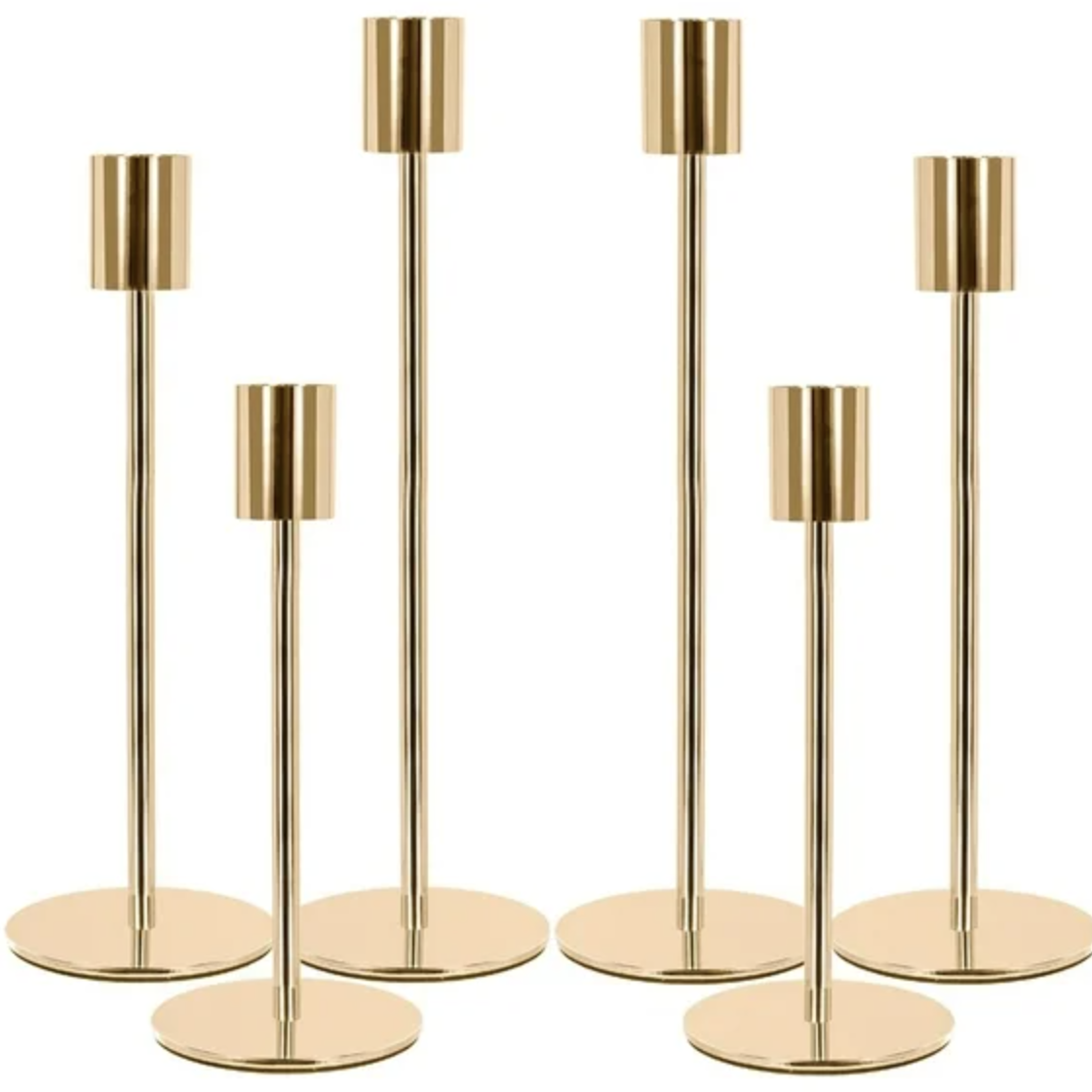 set of six gold candleholders
