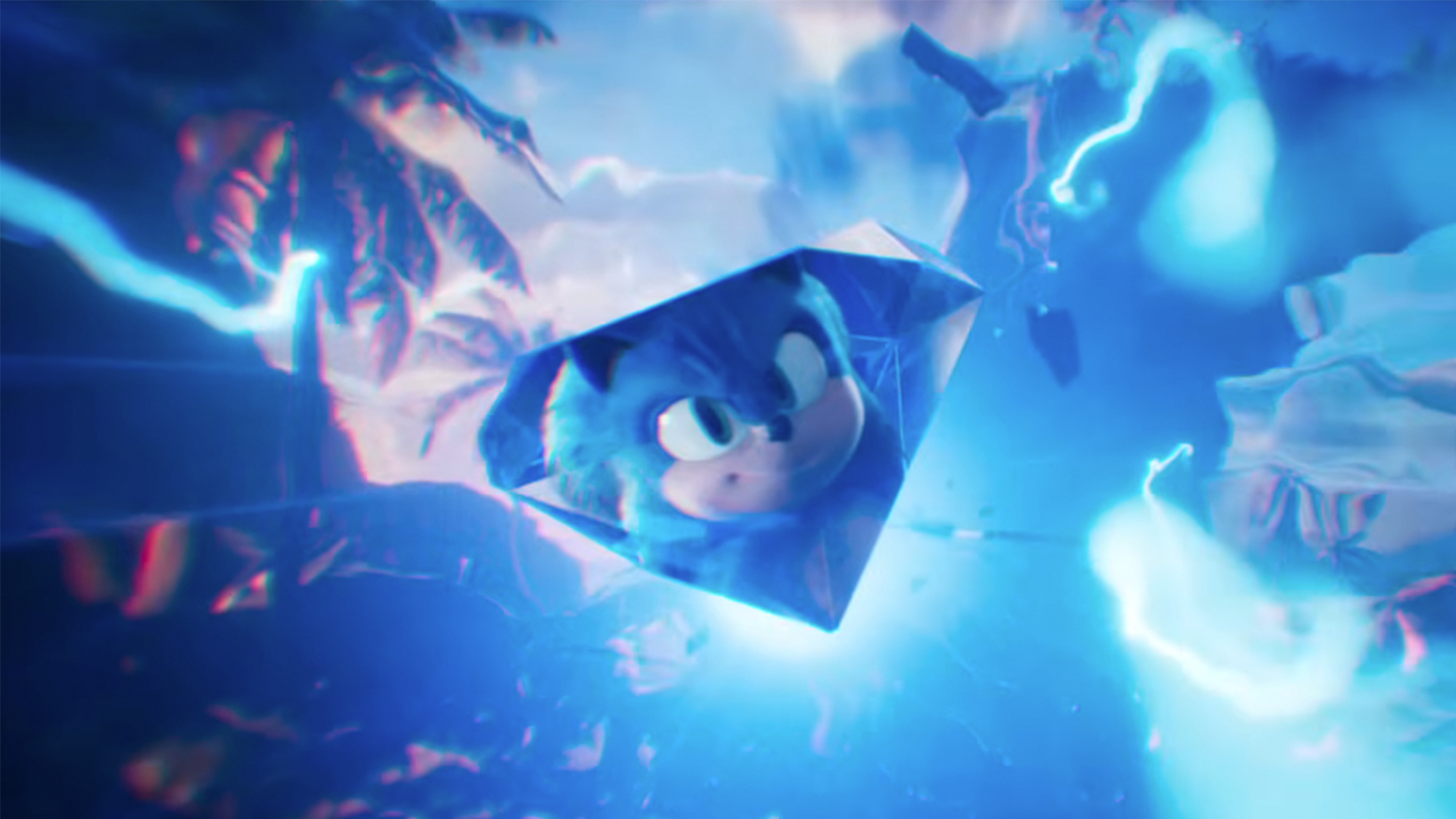 Sonic's face in a diamond in the title reveal trailer for Sonic The Hedgehog 4