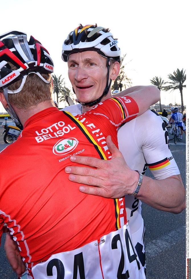 Andre Greipel is congratulated
