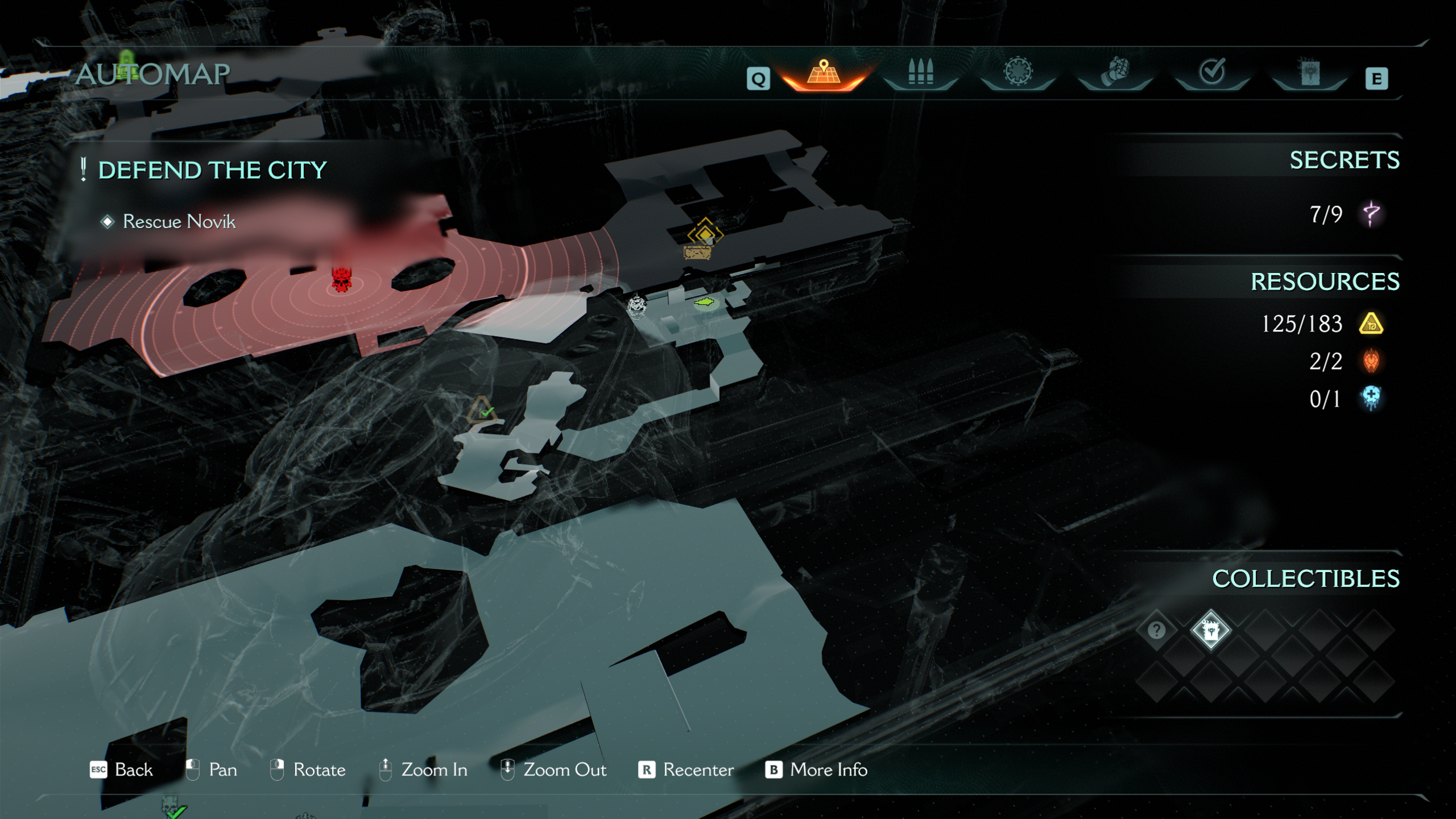Doom: The Dark Ages Siege Part 2 secrets - A map pointing you towards a life sigil in a lower level of the structure.