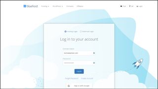 Log into your Bluehost account screenshot
