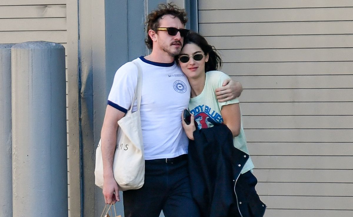 Gracie Abrams and Paul Mescal pair in dark wash jeans and matching t-shirts