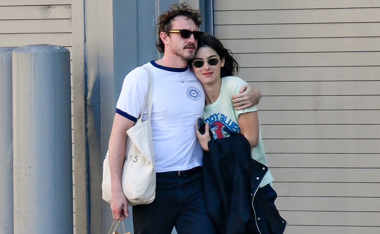 Gracie Abrams and Paul Mescal wearing matching outfits in New York City