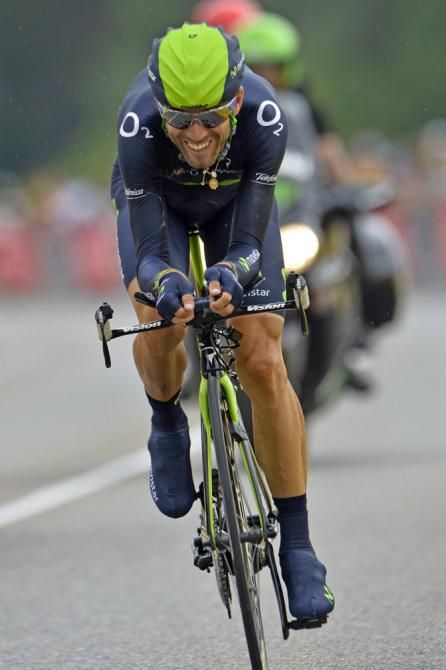 Alejandro Valverde (Movistar) held the best time for a while, and ultimately finished fifth on the stage 17 mountain time trial