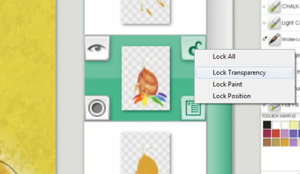 Paint textures freely with the Lock Layer Transparency options