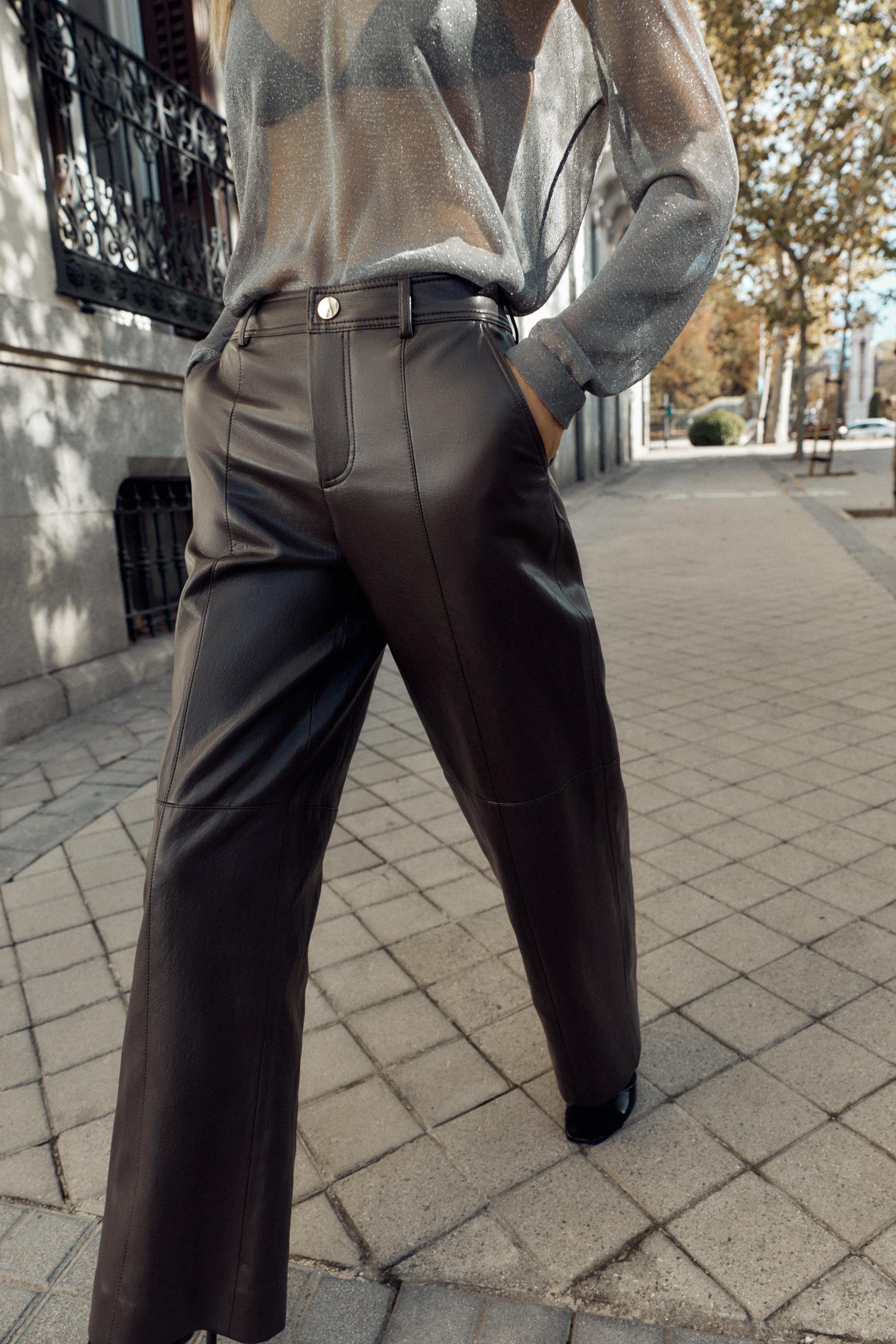 Faux Leather Straight Pants