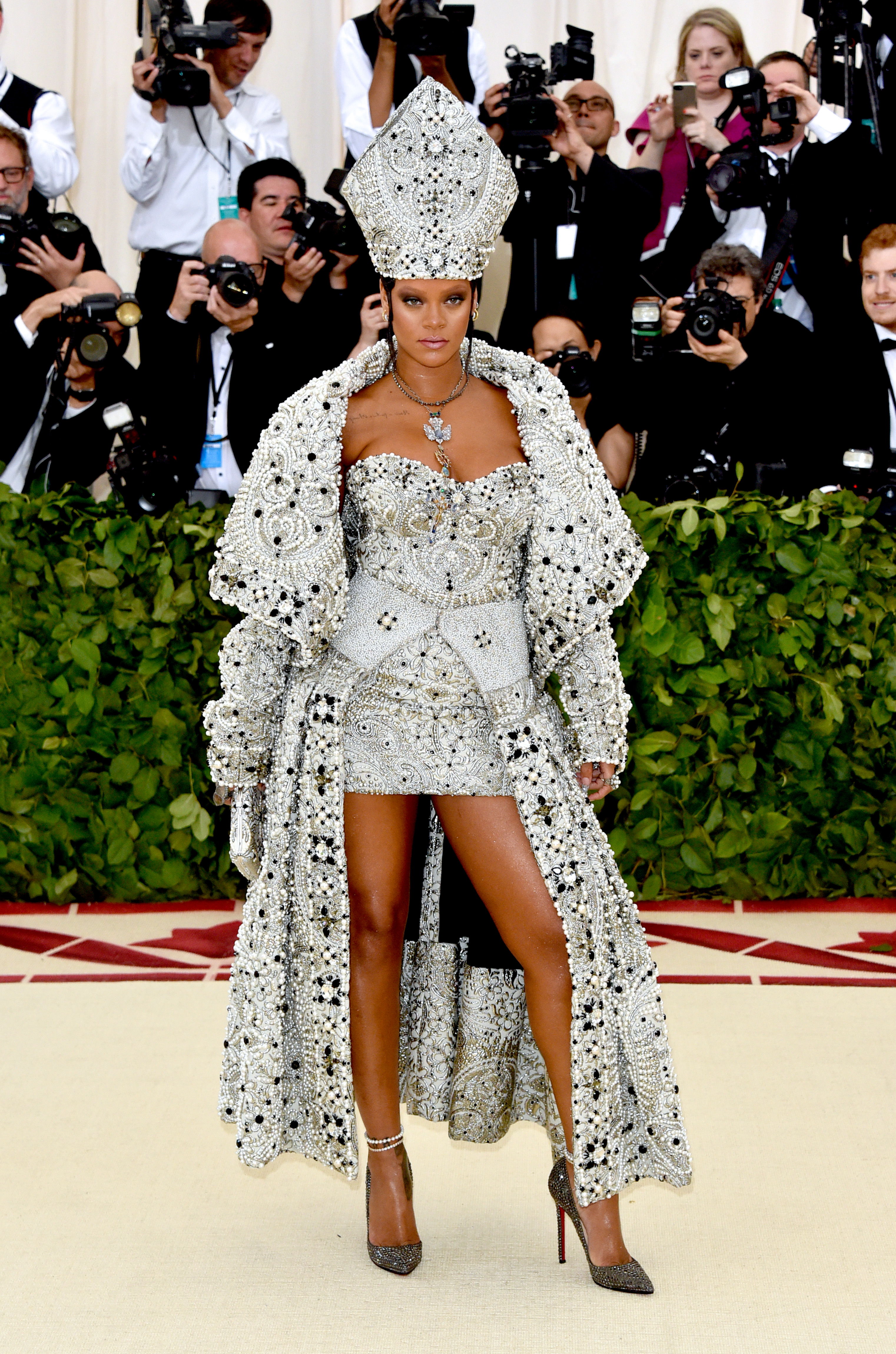 Rihanna attends the Heavenly Bodies: Fashion &amp;amp; The Catholic Imagination Costume Institute Gala at The Metropolitan Museum of Art on May 7, 2018 in New York City.