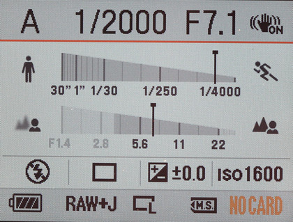 Sony alpha a380 screen display
