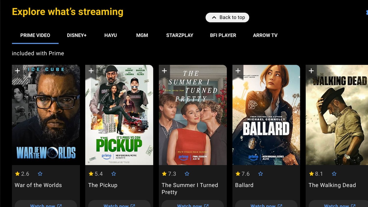Screenshot of IMDB website