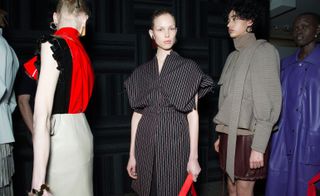 Female models wearing JW Anderson collection at London Fashion Week